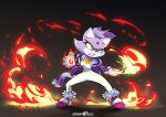  2022 angry anthro blaze_the_cat clothing felid feline female fire footwear fur gerovort hi_res mammal purple_body purple_fur sega signature solo sonic_the_hedgehog_(series) teeth yellow_eyes 