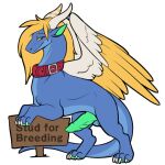  1:1 alpha_channel blue_body collar dragon feathered_wings feathers genitals horn knot male mane penis solo symrea telegram_sticker wings yellow_eyes 