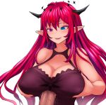  absurd_res big_breasts breast_play breasts cleavage clothed clothing female genitals hair heterochromia hi_res holding_breast hololive hololive_en horn horned_humanoid humanoid irys_(hololive_en) jadf male male/female not_furry penis red_hair sex titfuck virtual_youtuber 