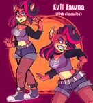  absurd_res activision anthro bandicoot clothed clothing crash_bandicoot_(series) ear_piercing evil_grin evil_tawna fangs female fishnet fishnet_legwear footwear hair hi_res legwear looking_at_viewer looking_back mammal marsupial multicolored_hair piercing punk shoes smile sneakers solo tawna_bandicoot torn_clothing two_tone_hair video_games 