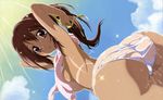  ass beach big_breasts bikini breasts dark_skin highres huge_ass large_breasts mitsuki_sohara sora_no_otoshimono swimsuit tan tan_lines tanline tokiwa_kentarou towel wide_hips 