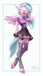  2019 avian blue_hair clothing female friendship_is_magic fur hair hippogryph holivi jewelry legwear my_little_pony necklace pink_fur silverstream_(mlp) solo stockings wings 