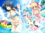  beach bikini black_hair blonde_hair blue_eyes green_eyes green_hair otome_renshin_prister pink_hair swimsuit 