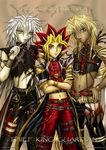  3boys bakura_ryou blonde_hair male male_focus marik_ishtar multicolored_hair multiple_boys ryou_bakura white_hair yami_bakura yami_yugi yami_yuugi yu-gi-oh! yuu-gi-ou_duel_monsters 