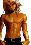  abs armband armbands blonde_hair chest dark_skin earrings jewelry male male_focus marik_ishtar muscle necklace nipples purple_eyes simple_background solo topless white_background wristband yu-gi-oh! yuu-gi-ou_duel_monsters 