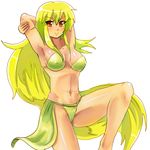  armpits arms_up barbariccia bikini blonde_hair breasts byte_(pixiv1324074) erect_nipples female final_fantasy final_fantasy_iv long_hair lowres midriff orange_eyes solo swimsuit very_long_hair white_background 