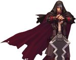  aganzo aganzo_(dungeon_fighter_online) beard blade blademaster cape dungeon_and_fighter dungeon_fighter_online facial_hair hood male male_focus slayer slayer_(dungeon_and_fighter) sword weapon 