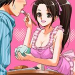  apron cg chopsticks lowres moe naked_apron pony_tail ponytail rice shiranui_mai snk 