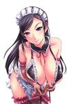  artist_request big_breasts black_hair breasts busty erect_nipples huge_breasts large_breasts long_hair maid purple_eyes wet 