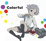  boy child colorful_(movie) formal grey_hair male male_focus necktie purapura shota solo suit tie undressing white_background 