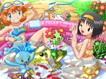  2girls barefoot child erika_(pokemon) gym_leader kasumi_(pokemon) multiple_girls pokemoa pokemon ponyo smile soara swimsuit wink 
