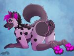  all_fours anthro ass_up balls breast_squish breasts butt genitals herm hi_res hyaenid intersex kijivu_(thatblackfox) mammal pawpads paws pussy solo spread_butt spread_legs spreading squish thatblackfox_(artist) thick_thighs 