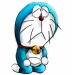  2018 anthro bell blue_body blue_fur collar domestic_cat doraemon doraemon_(character) felid feline felis frown fur kneeling machine male mammal mouth_closed mt_tg narrowed_eyes pouch_(anatomy) red_collar red_nose robot shaded simple_background solo whiskers white_background white_body white_fur 
