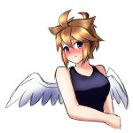  1girl angel angel_wings blue_eyes breasts brown_hair datensip genderswap genderswap_(mtf) kid_icarus kid_icarus_uprising nintendo pit_(kid_icarus) short_hair spiked_hair wings 