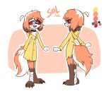  absurd_res anthro bandage canid canid_demon clothing collar demon eyewear fan_character female glasses hellhound hi_res jacket jizoku mammal model_sheet simple_background sol_(jizoku) solo topwear white_background 