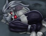  angry anthro ball_gag barefoot bdsm bondage bound canid canid_demon canine captured clothed clothing demon feet female forced gag gagged helluva_boss helpless hi_res legs_tied legwear loona_(helluva_boss) mammal red_sclera sadtoasterr slave solo submissive submissive_female 