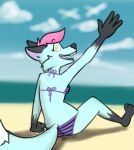  anthro beach bikini canid canine cloe_(powerfulcrumpets) clothing female fox hi_res mammal powerfulcrumpets seaside solo swimwear 