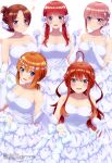  5girls absurdres ahoge bangs blue_eyes blush braid breasts bridal_gauntlets brown_hair cleavage closed_mouth collarbone dress flower go-toubun_no_hanayome hair_flower hair_ornament highres holding_hands large_breasts long_hair looking_at_viewer megami_magazine multiple_girls nakano_ichika nakano_itsuki nakano_miku nakano_nino nakano_yotsuba official_art open_mouth orange_hair outstretched_arms pink_hair quintuplets red_hair rose scan short_hair sidelocks simple_background wedding_dress white_background white_dress white_flower white_rose 