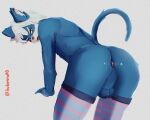  anal anthro ass_up balls butt clothed clothing digital_drawing_(artwork) digital_media_(artwork) footwear genitals girly ibukemono legwear looking_at_viewer male male/male nude presenting presenting_hindquarters simple_background socks solo 