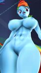  abs anthro big_breasts breasts busterretro female friendship_is_magic fur hair hasbro hi_res looking_at_viewer my_little_pony nipples rainbow_dash_(mlp) solo 