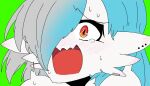  2022 blue_hair blush blush_lines bodily_fluids crying ear_piercing female gardevoir generation_3_pokemon gradient_hair hair headshot_portrait heterochromia humanoid konosuba:_god&#039;s_blessing_on_this_wonderful_world! nintendo not_furry open_mouth parody piercing pokemon pokemon_(species) portrait reaction_image red_eyes short_hair silver_hair solo sweat sweatdrop tears theloriscrak video_games 