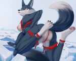  2022 anthro areola breasts butt canid canine canis digital_media_(artwork) female fur hi_res illumination_entertainment looking_back mammal nipples pawpads porsha_crystal sing_(movie) solo underpaw wolf yellow_eyes yukkoo yukkooart 