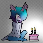  2022 birthday birthday_cake blue_hair cake crossed_legs dessert featureless_hands food fusion generation_3_pokemon gradient_hair hair hair_over_eye happy horn humanoid kirlia maki_(malegardevoir) male malegardevoir nintendo not_furry one_eye_obstructed pink_eyes pok&eacute;mon_fusion pokemon pokemon_(species) shiny_pokemon short_hair simple_background sitting smile solo video_games white_background 