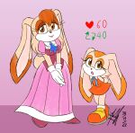  anthro big_breasts bottomwear breasts clothing cream_the_rabbit cute_expression daughter dress duo female footwear gloves handwear lagomorph leporid looking_at_viewer mammal mature_female mother mother_and_child mother_and_daughter parent parent_and_child rabbit sega shizen_(sailorbomber) shoes skirt smile sonic_the_hedgehog_(series) strip_game vanilla_the_rabbit young 