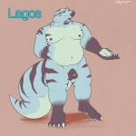  1:1 anthro balls big_tail english_text flaccid genitals hi_res jamejarrs lizard male monitor_lizard overweight penis reptile scalie slightly_chubby solo solo_focus text 