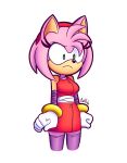  2017 5_fingers absurd_res amy_rose angry anthro biffalo biped black_nose clenched_fists clothing eulipotyphlan eyebrows eyelashes female fingers footwear frown green_eyes hair hedgehog hi_res looking_at_viewer mammal pink_clothing pink_footwear pink_hair pink_socks portrait red_clothing red_hairband sega signature simple_background socks solo sonic_boom sonic_the_hedgehog_(series) standing white_background 