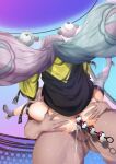  1boy 1girl anal anal_beads anal_object_insertion ass_grab back bar_censor blue_hair censored character_hair_ornament cum cum_in_pussy ejaculation fumihiko_(fu_mihi_ko) grabbing_another&#039;s_ass groping hair_ornament hetero hexagon_print highres iono_(pokemon) jacket long_hair multicolored_hair object_insertion oversized_clothes penis pink_hair pokemon pokemon_(game) pokemon_sv pussy sex sex_toy single_leg_pantyhose sleeves_past_fingers sleeves_past_wrists solo_focus suspended_congress sweat testicles vaginal very_long_sleeves yellow_jacket 