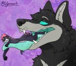  absurd_res anthro canid canine canis duo gjaravont hi_res lutrine macro male male/male mammal mustelid vore wolf 