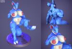  3d_(artwork) anthro anthrofied big_breasts blue_body breasts claws digital_media_(artwork) ecrivl female generation_1_pokemon genitals hi_res hooves huge_breasts mature_female nidoqueen nintendo nipples nude open_mouth pink_nipples pokemon pokemon_(species) purple_eyes pussy raised_leg scales spikes spikes_(anatomy) tongue tongue_out video_games wide_hips 