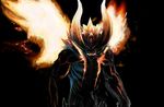  armor berial capcom demon devil_may_cry devil_may_cry_4 fire glowing glowing_eyes highres horns lava molten_rock 