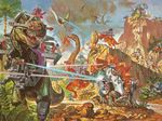  80s amazing armor avalanche battle brachiosaurus cyber dimetrodon dino-riders dino_riders dinosaur epic hadrosaur laser oldschool pachycephalosaurus pteranodon pterodactyl raptor ray_gun sauropod scalie shaking_fist spacesuit stegosaurus theropod triceratops tyrannosaurus_rex unknown_artist volcano weapon 