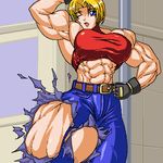  abs biceps blue_mary breasts extreme_muscles flex flexing king_of_fighters kof lowres muscle muscles muscular muscular_female pose ren_(tainca2000) rentb snk torn_clothes 