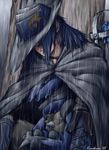  cloak gen_(pokemon) hat highres karabiner lucario male male_focus pokemon rain sir_arlon wet 