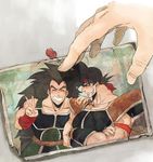  age_difference bardock black_hair dragon_ball dragonball_z father_and_son long_hair male male_focus photo_(object) raditz scar smile 