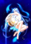  blue_eyes blue_hair nail_polish painted_nails sandals see-through star stars takatan water 