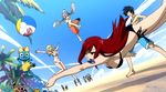  beach cap erza_scarlet fairy_tail gray_fullbuster group happy_(fairy_tail) lucy_heartfilia natsu_dragneel summer swimsuit volleyball 