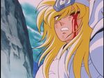  80s armor blonde_hair blood cap cygnus_hyoga injured oldschool saint_seiya 