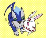  biting bunny candy crossover dog erutan food mascot mokona no_humans open_mouth polka_dot repede tales_of_(series) tales_of_vesperia tears tsubasa_chronicle 