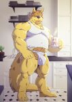  2018 anthro belly biceps bonsai bulge cabinet canid canine canis clothing coffee_mug domestic_dog facial_hair floor goatee hair hair_over_eyes hi_res holding_mug holding_object jockstrap kitchen kitchen_counter kitchen_utensils looking_at_viewer male mammal manly mature_male mug musclegut muscular muscular_arms muscular_legs muscular_thighs navel_outline nipple_outline pecs plant pubes shirt slightly_chubby solo standing steam tank_top taoren tile tile_floor tools topwear triceps underwear vic_(delirost) white_clothing white_jockstrap white_shirt white_tank_top white_topwear white_underwear 