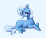  absurd_res aquaticvibes blue_body blue_hair blue_hooves blue_tail cutie_mark equid equine eyebrows eyelashes female feral friendship_is_magic hair hasbro hi_res hooves horn mammal my_little_pony purple_eyes smile solo trixie_(mlp) underhoof unicorn unicorn_horn 