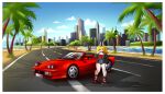  2020 80&#039;s_theme absurd_res anthro beach beach_umbrella black_clothing black_jacket black_topwear blomde_hair blue_eyes border bottomwear car city city_background cityscape clothed clothing cloud convertible cutoffs day denim denim_clothing female ferrari ferrari_testarossa finger_on_face footwear fur hi_res hightop_sneakers hotpants jacket lagomorph leporid long_ears mammal open_clothing open_jacket open_topwear outside palm_tree pigtails plant rabbit red_car red_clothing red_footwear red_shoes red_sneakers red_topwear renneon road sand sea seaside shoes shorts sky skyscraper slightly_chubby sneakers solo sports_car supercar thick_thighs topwear tree umbrella vehicle water white_body white_border white_fur 