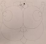  angstrom anthro areola big_breasts big_butt blush boss_monster bovid breasts butt caprine female floppy_ears genitals goat hands_behind_head hi_res horn huge_breasts huge_butt hyper hyper_breasts hyper_butt looking_at_viewer lying mammal monochrome nipples nude on_back open_mouth pussy sketch solo toriel traditional_media_(artwork) undertale undertale_(series) video_games 