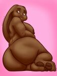  anthro big_butt breasts brown_body brown_eyes brown_fur butt cassie_(pink_cat_enthusiast) female fur hi_res lagomorph leporid mammal nipples oystercatcher7 rabbit slightly_chubby solo 