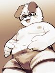  2022 anthro belly canid canine canis clothing domestic_dog eyewear glasses hi_res humanoid_hands kemono male mammal masshiro moobs navel nipples overweight overweight_male solo underwear 