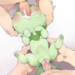  abdominal_bulge blush bodily_fluids cum cum_in_pussy cum_inside faceless_character faceless_human female female_penetrated feral generation_9_pokemon genital_fluids green_body group hi_res human human_penetrating interspecies male male/female male_penetrating male_penetrating_female mammal nintendo oral oral_penetration penetration penile penile_penetration penis_in_pussy pokemon pokemon_(species) pokephilia sex simple_background spread_legs spreading sprigatito trio vaginal vaginal_penetration video_games white_background youjomodoki 