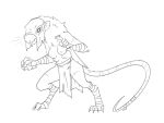  2021 anthro arm_wraps bottomwear breasts clothing face_covered female halbean leg_wraps loincloth mammal monochrome multi_breast neck_tuft rodent scar simple_background skaven sketch solo tail_wraps tuft warhammer_(franchise) wraps 